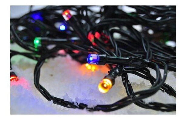Solight LED venkovní vánoční řetěz 100 LED 10m přívod 3m 8 funkcí časovač IP44 vícebarevný 1V101-M + záruka 3 roky zadarmo