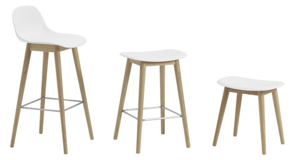 Muuto Barová stolička Fiber Stool 65cm Wood Base, grey