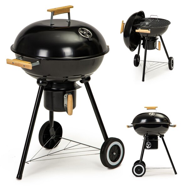 Garden barbecue grill with cover on wheels