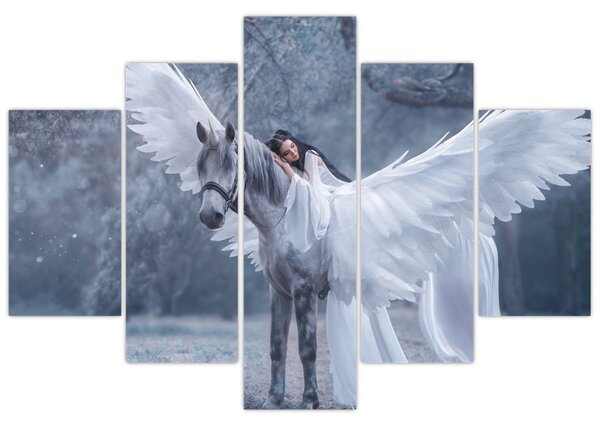 Obraz dievčaťa na jednorožcovi (150x105 cm)