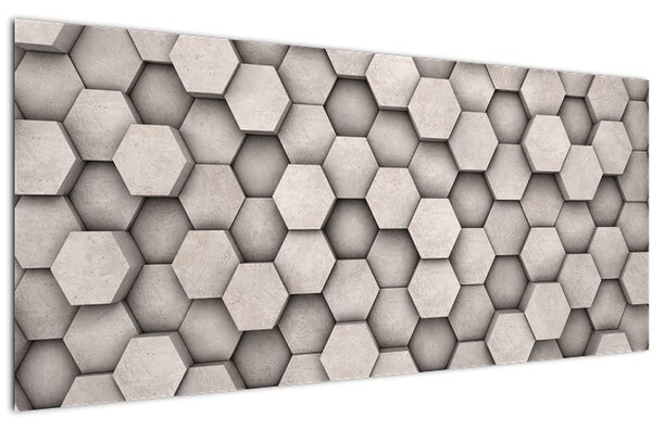 Obraz - Hexagóny v betónovom dizajne (120x50 cm)
