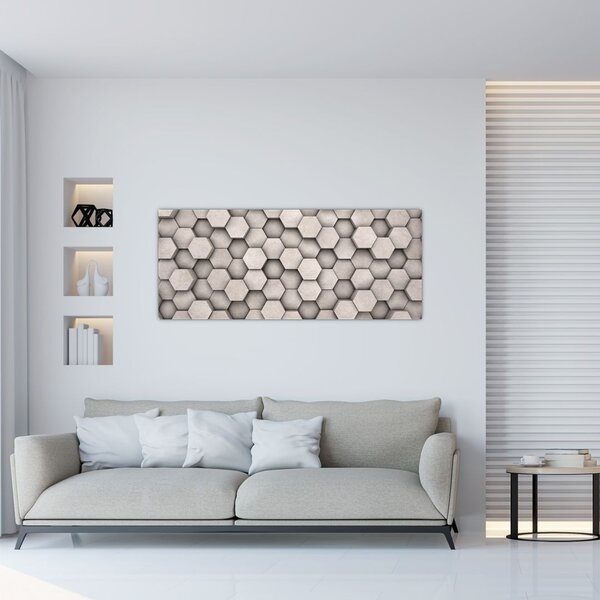 Obraz - Hexagóny v betónovom dizajne (120x50 cm)