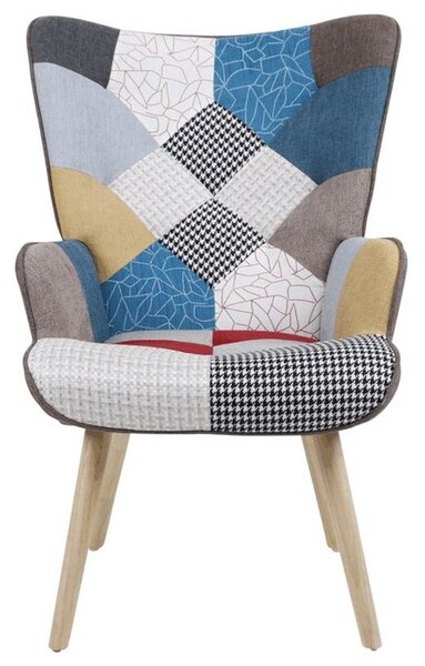 AK-304 PW2, Relaxačné kreslo ušiak, viacfarebné patchwork, látka