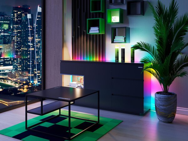 KONFERENČNÝ STOLÍK, čierna, kov, kompozitné drevo, Minecraft - Stolíky do obývačky