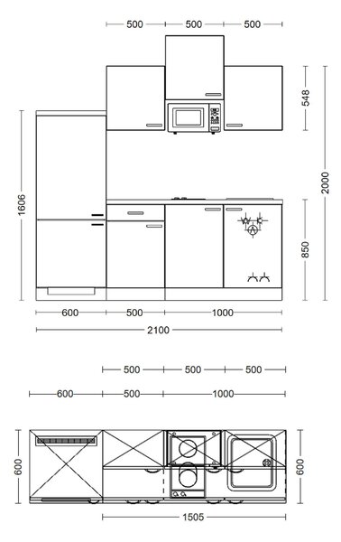 KUCHYNSKÁ LINKA CAPRI 210 210 cm FlexWell - Online Only kuchyne, Online Only