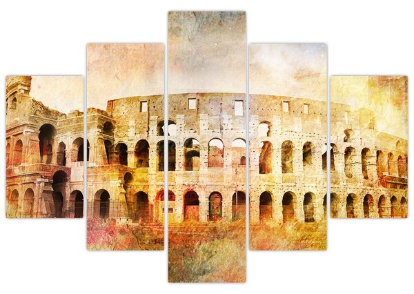 Obraz - Digitálna maľba, koloseum, Rím, Taliansko (150x105 cm)