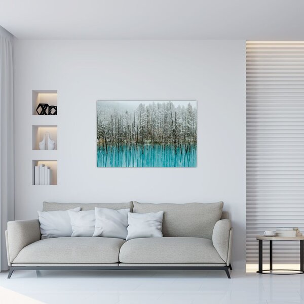 Obraz - Tyrkysový rybník, Biei, Japonsko (90x60 cm)