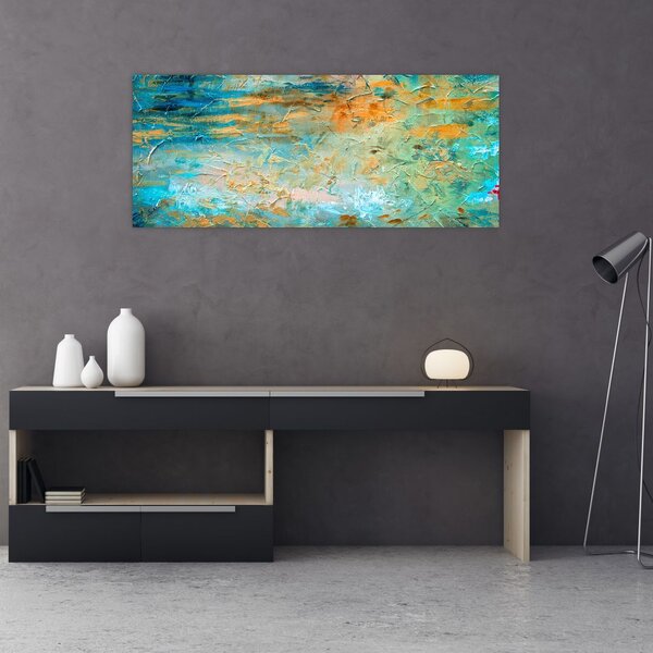 Obraz modrej abstrakcie (120x50 cm)