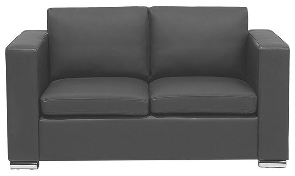 Dvojmiestna pohovka sedačka čierna kožená čalúnená chrómované nohy retro dizajn