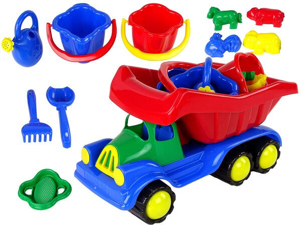 LEAN TOYS Plastový Sklápač s mini súpravou 10 prvkov