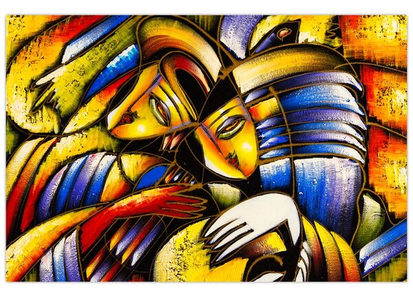 Obraz - Olejomaľba, milenci (90x60 cm)