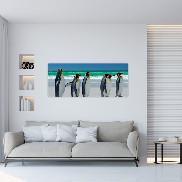 Obraz - Skupina kráľovských Tučniakov (120x50 cm)