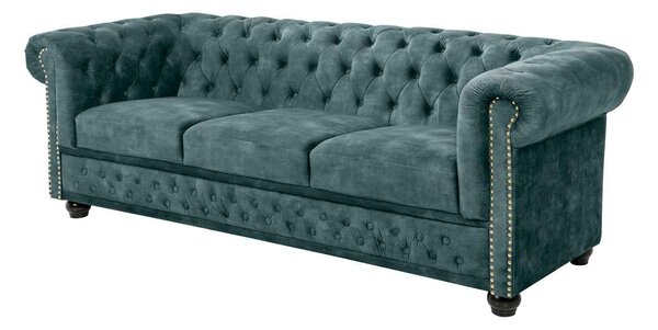 Dizajnová trojsedačka Chesterfield 205 cm petrolejový zamat