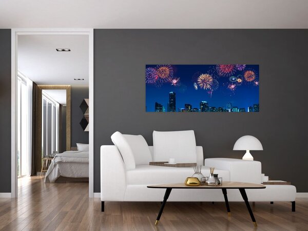 Obraz - Ohňostroj v Miami (120x50 cm)
