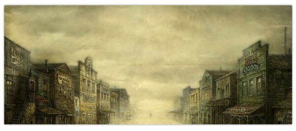 Obraz westernového mestečka (120x50 cm)