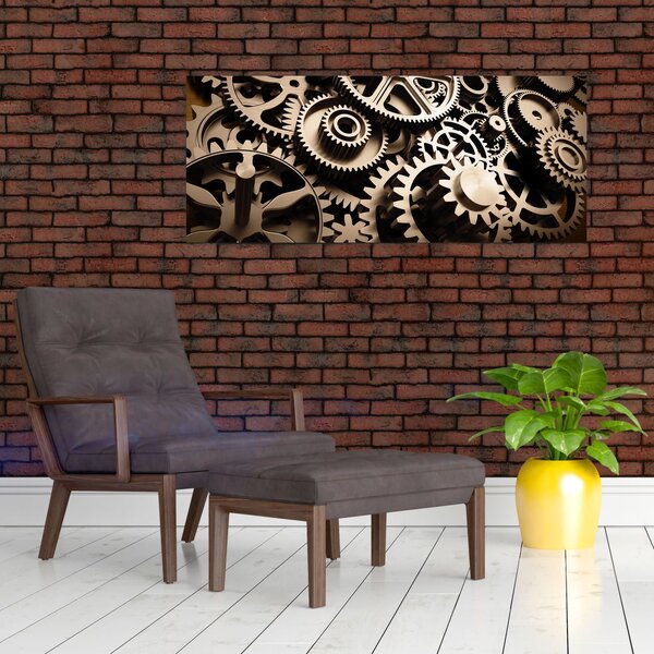 Obraz - Hodinové súčiastky (120x50 cm)