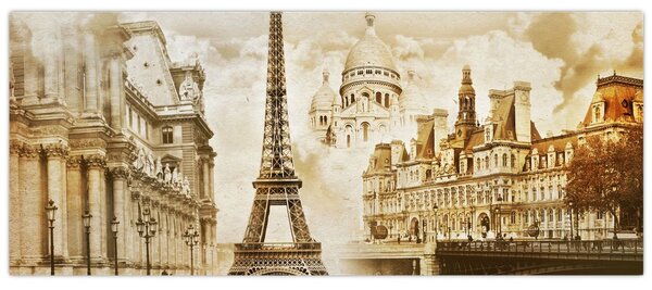 Obraz - Parížske pamiatky (120x50 cm)