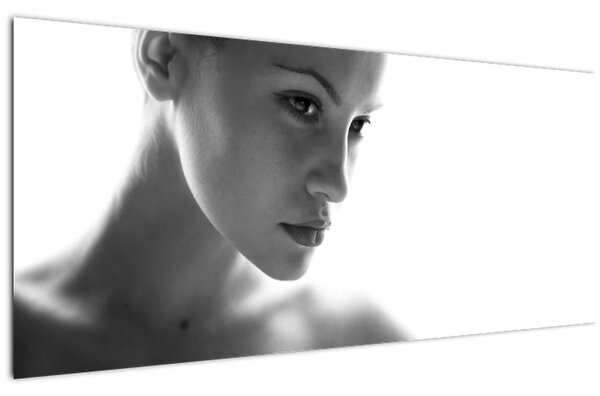 Obraz - Čiernobiely portrét ženy (120x50 cm)