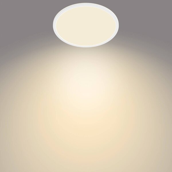 Philips SuperSlim LED IP44 2 700 K Ø 29,5 cm biela, Biela / opálová, Kúpeľňa, kov, Závesné svietidlo