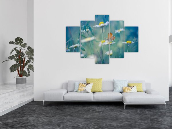 Obraz - Motýľ na sedmokráske (150x105 cm)