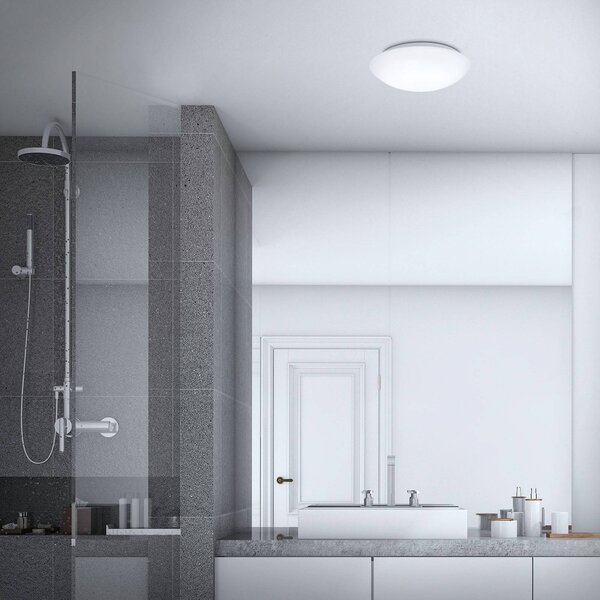 LED senzorové stropné svietidlo Elipso IP44 4 000K Ø28cm, Biela / opálová, Kúpeľňa, Plast, Moderný, Závesné svietidlo