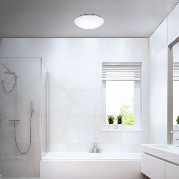 LED senzorové stropné svietidlo Elipso IP44 4 000K Ø28cm, Biela / opálová, Kúpeľňa, Plast, Moderný, Závesné svietidlo