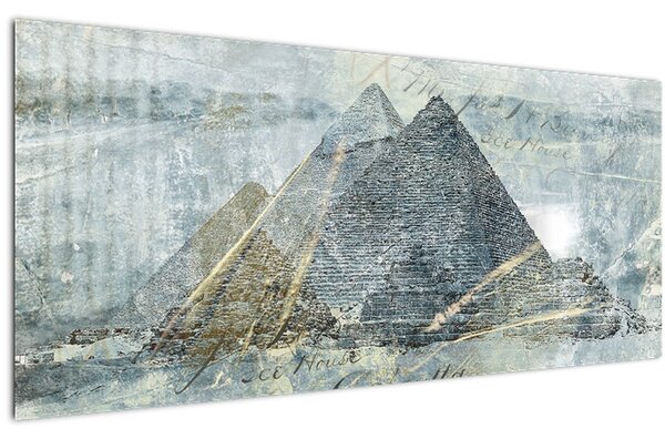 Obraz - Pyramídy v modrom filtri (120x50 cm)