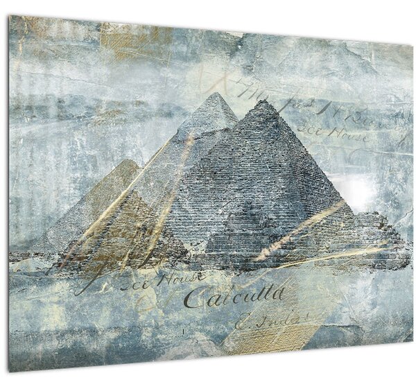 Obraz - Pyramídy v modrom filtri (70x50 cm)