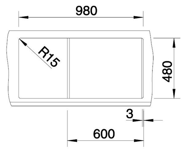 Blanco Metra 6 S, silgranitový drez 1000x500x190 mm, 1,5-komorový, čierna, BLA-525927