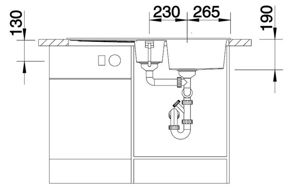 Blanco Metra 6 S, silgranitový drez 1000x500x190 mm, 1,5-komorový, čierna, BLA-525927