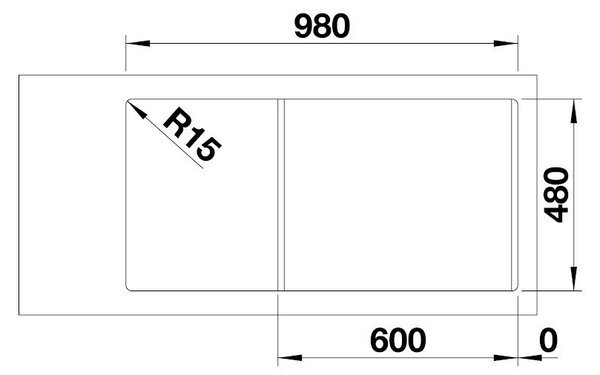 Blanco Legra 6 S, silgranitový drez 1000x500 mm, 1,5-komorový, čierna, 526086