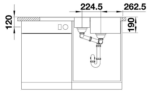 Blanco Legra 6 S, silgranitový drez 1000x500 mm, 1,5-komorový, čierna, 526086