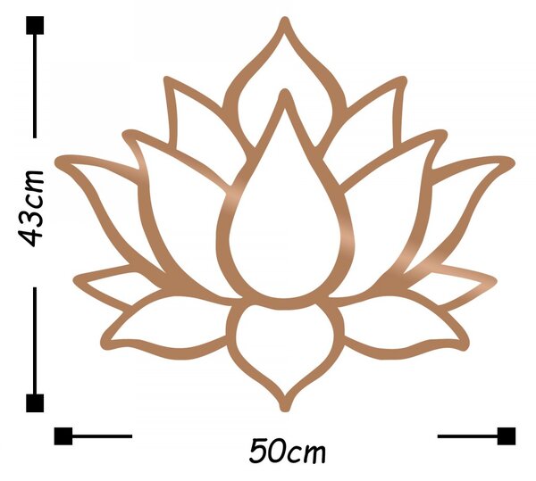 Hanah Home Nástenná kovová dekorácia Lotus 50x43 cm meď
