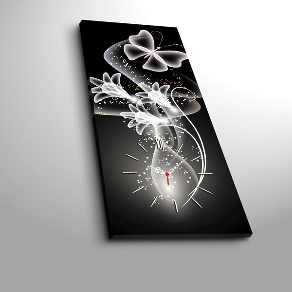 Hanah Home Obrazové nástenné hodiny Motýľ 30x70 cm viacfarebné