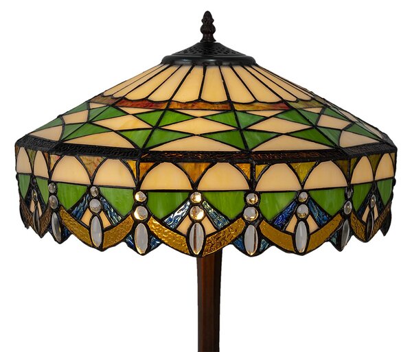 Stolová lampa 5LL-6086 v zelenej, Tiffany dizajn
