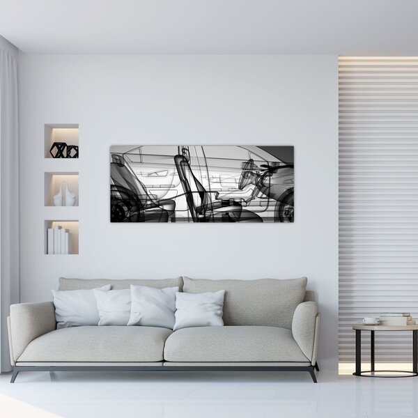 Obraz - 3D model auta (120x50 cm)