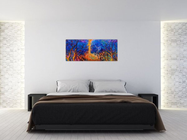 Obraz - jesenné koruny stromov, moderný impresionizmus (120x50 cm)