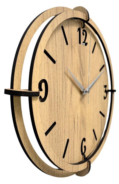 Drevené nástenné hodiny 30-50 cm – moderný dubový dizajn desing | SENTOP HDF0601-GOLD-OAK