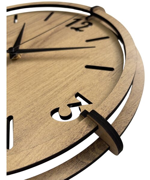Drevené nástenné hodiny 30-50 cm – moderný dubový dizajn desing | SENTOP HDF0601-GOLD-OAK