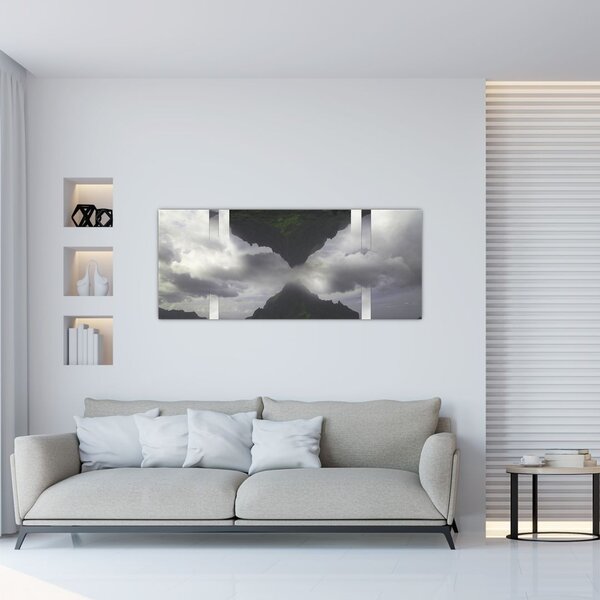 Obraz - Hory na Islande, geometrická koláž (120x50 cm)