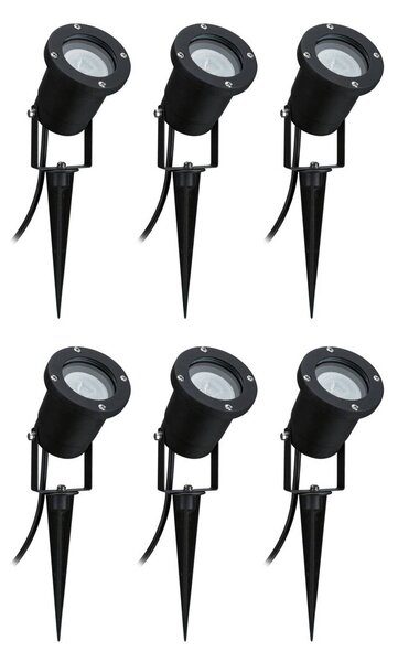 Paulmann Special Line LED reflektor so zemným hrotom sada 6 ks, Čierna, Hliník, Vonkajše bodové svietidlo / bodateľné do zeme