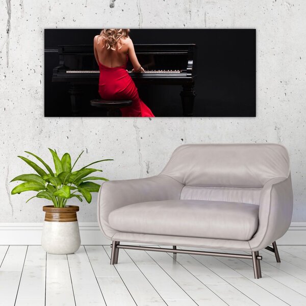 Obraz ženy hrajúce na klavír (120x50 cm)