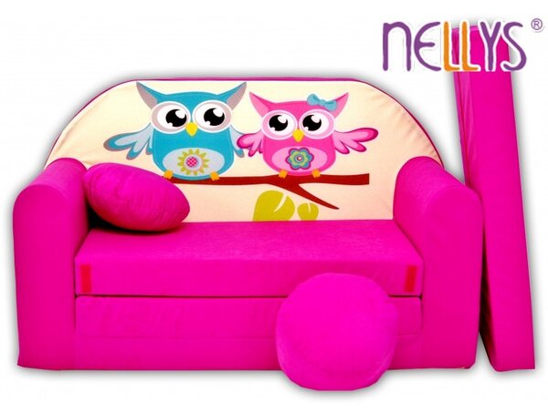 Rozkladacia detská pohovka Nellys ® sovička - ružové