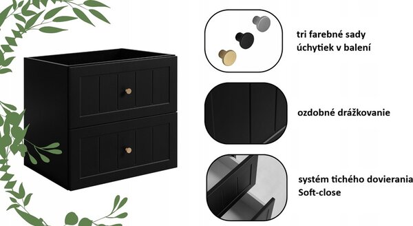 GUSTO čierny B60 závesná skrinka pod umývadlo 60 cm