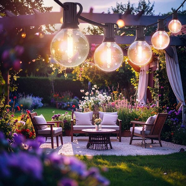 SOLIGHT LED vonkajšia reťaz 25 žiaroviek 15m+5m 750lm teplá biela
