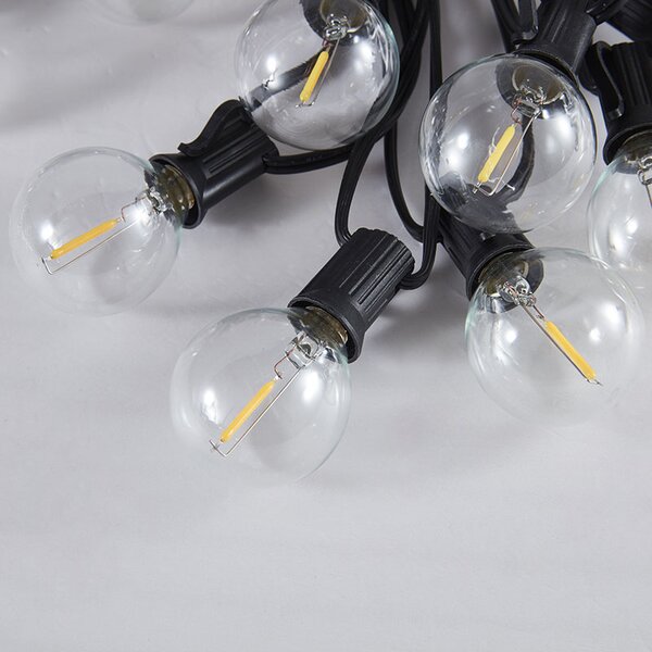SOLIGHT LED vonkajšia reťaz 10 žiaroviek 5m+3m 500lm teplá biela