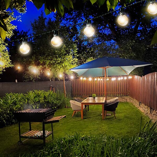 SOLIGHT LED vonkajšia reťaz 25 žiaroviek 15m+5m 750lm teplá biela