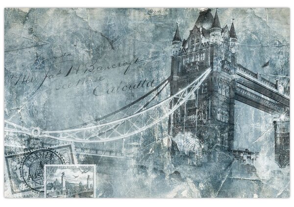 Obraz - Tower Bridge v chladných tónoch (90x60 cm)