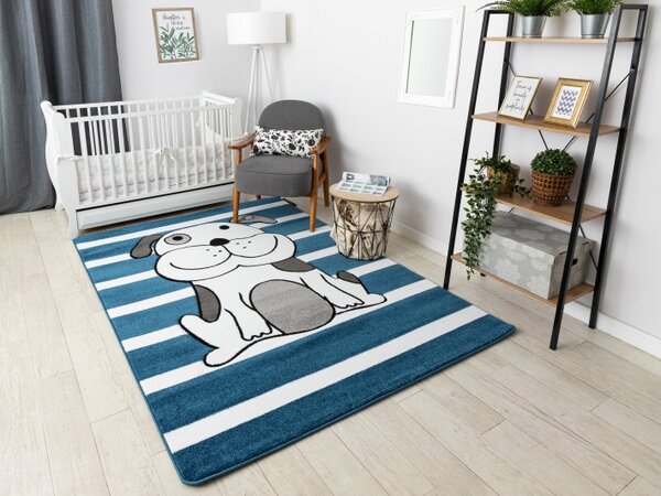 Dywany Łuszczów, Detský kusový koberec Petit Puppy blue, 160x220, modrá, detská izba