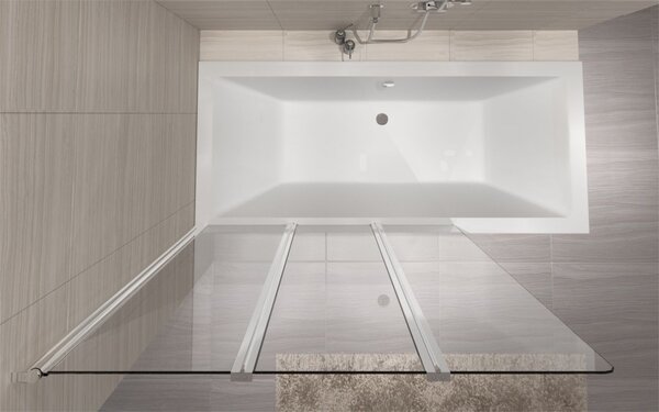 Rea Agat-3, vaňová zástena, 3-krídlová, 120 x 140 cm, chróm-transparentná, REA-W0301